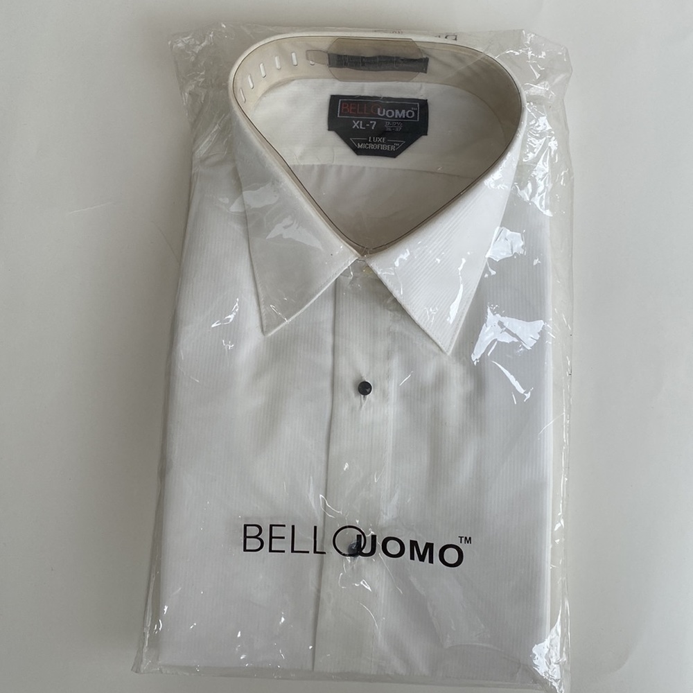 Brand new XL-7 Bello Uomo tuxedo shirt off white striped